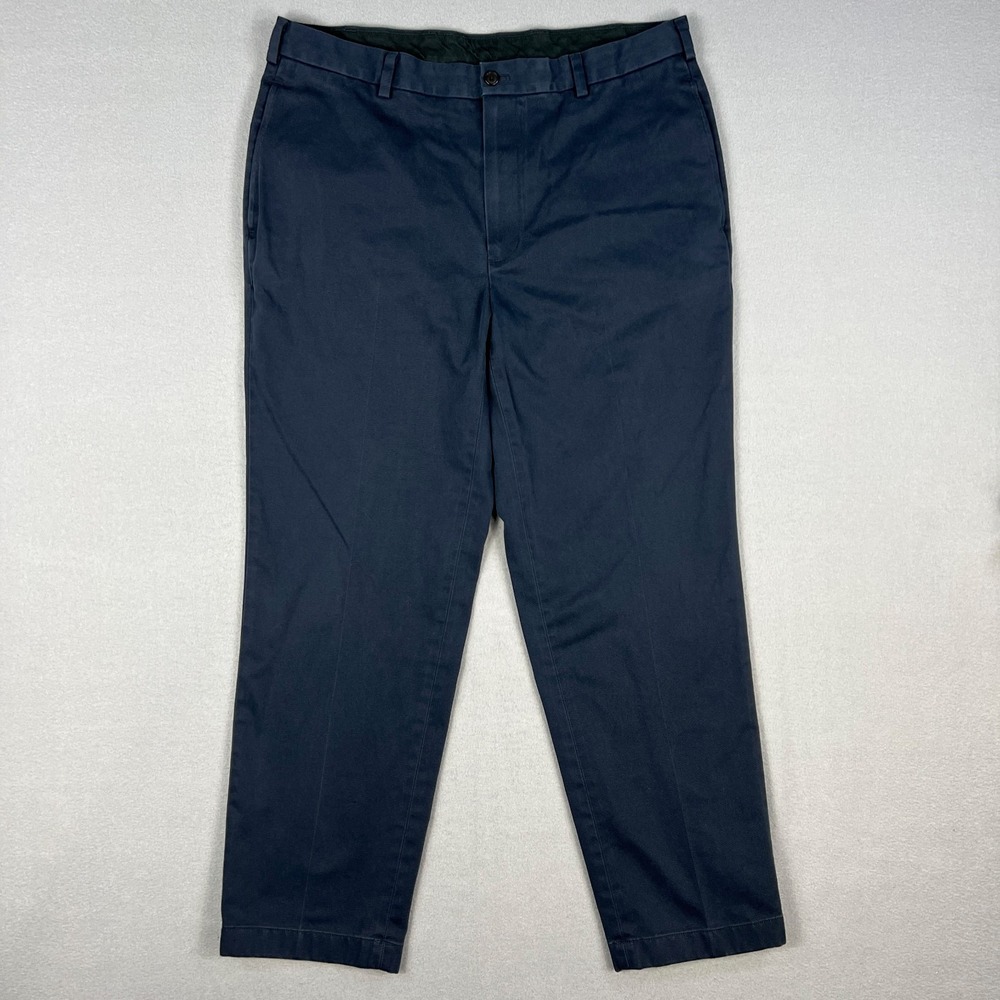 Brooks Brothers Advantage Chino 35x29.5 Clark Fit Blue Flat‎ Front Casual Work